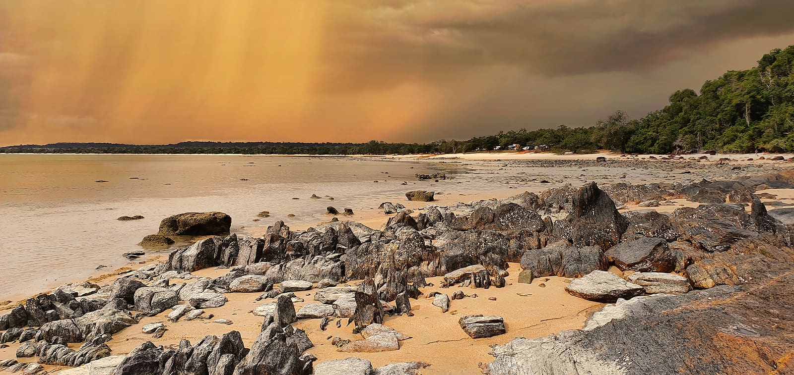 Alau Beach Campgrounds, Umagico is a beachfront camping area overlooking the Torres Strait and its beautiful islands