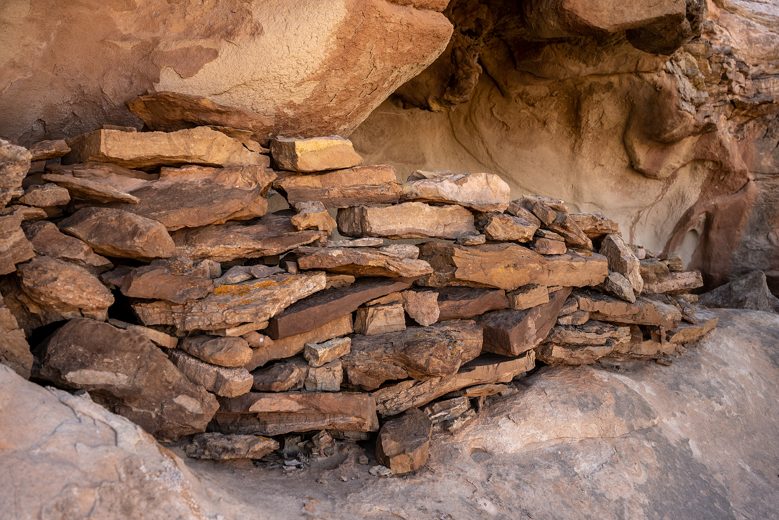 Unstable Wall Of A Grainery On Aztec Butte In Canyonlands Nation