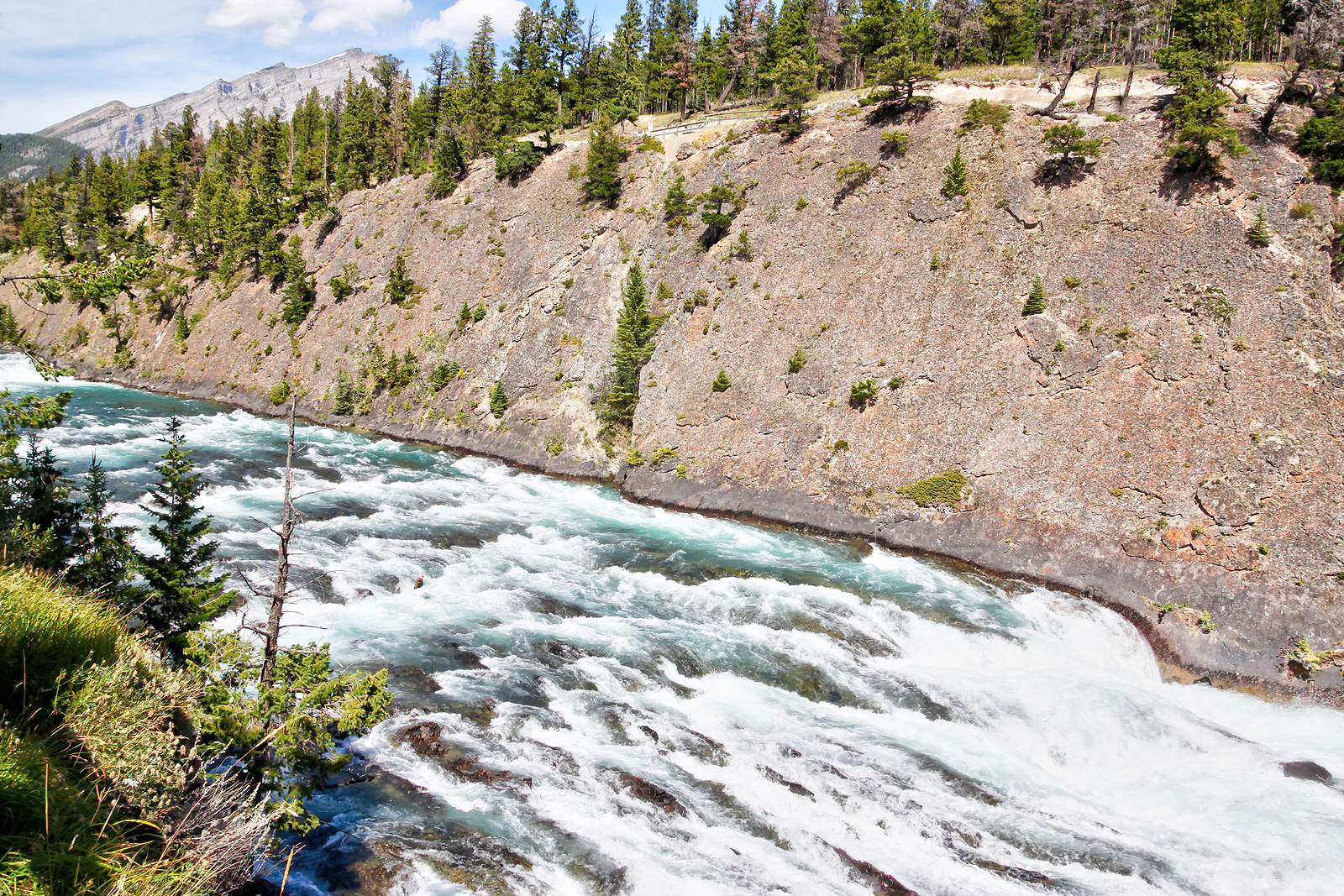 Roaring Rapids Along Bow Falls Trail Flowing Toward Bow Falls, A