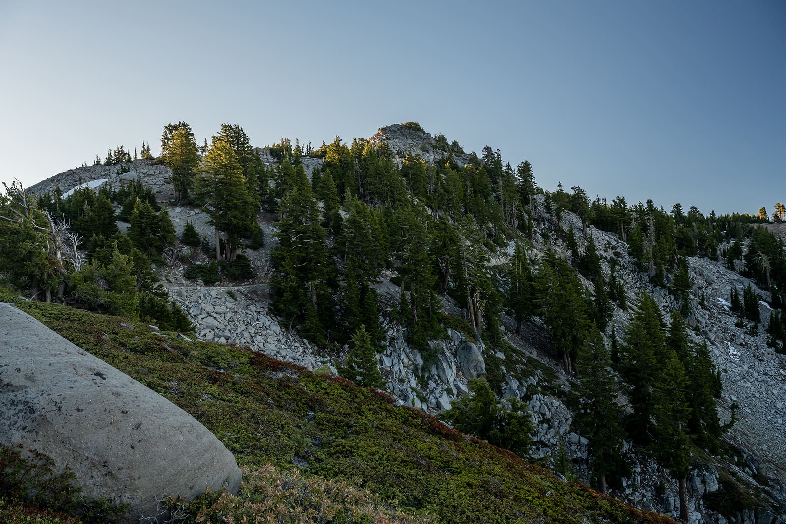 Bumpass Hell Trail Leaves from Parking Area on Quiet Morning in Lassen Volcanic National Park