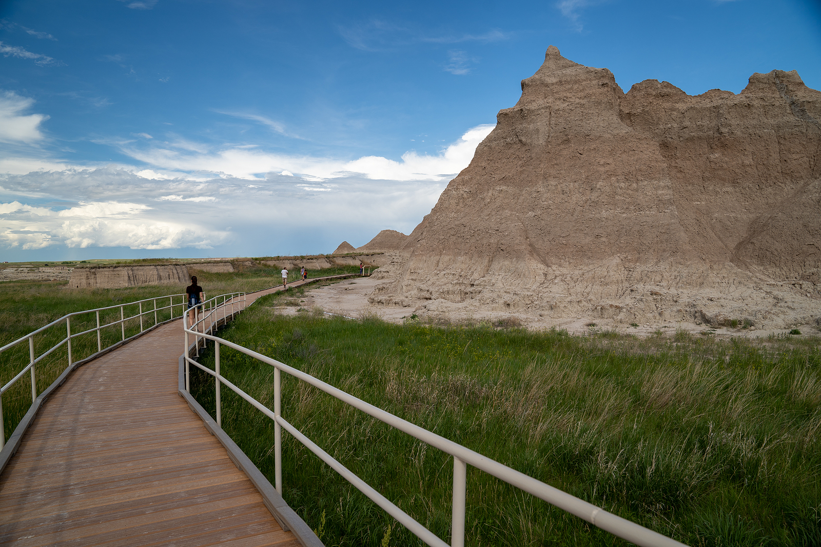 Scenic, South Dakota - June 21, 2020: Tourists Hike Along The Bo