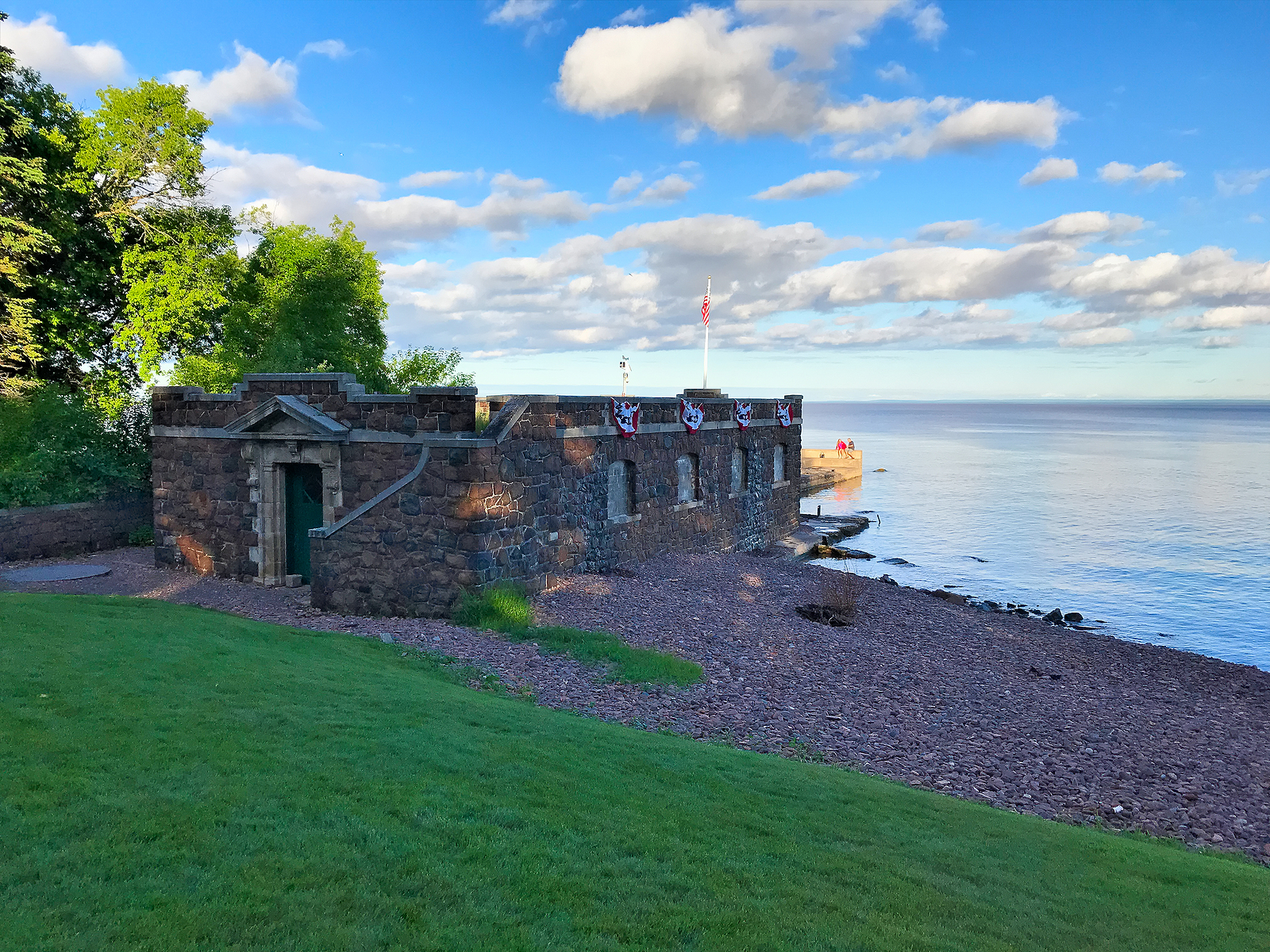 DULUTH, MN - JULY 1, 2018: Boathouse at Glensheen mansion in Duluth on shore of Lake Superior.
