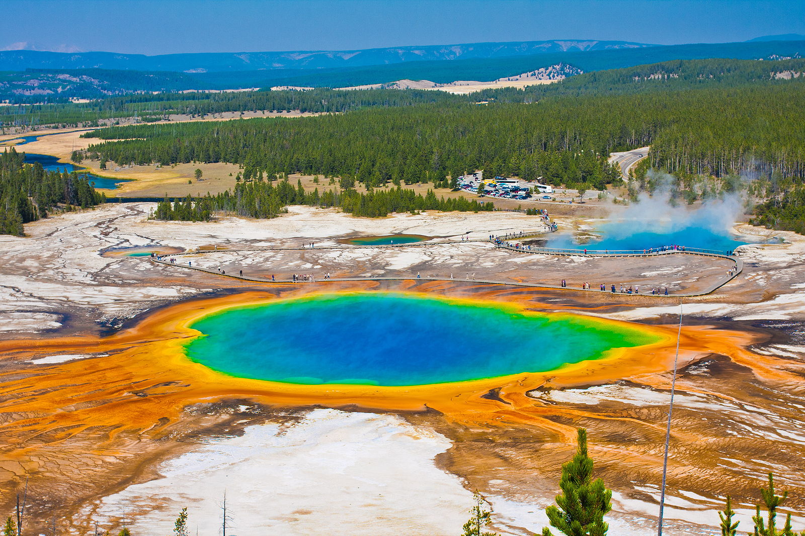 World Famous Grand Prismatic Spring in Yellowstone National Park, USA