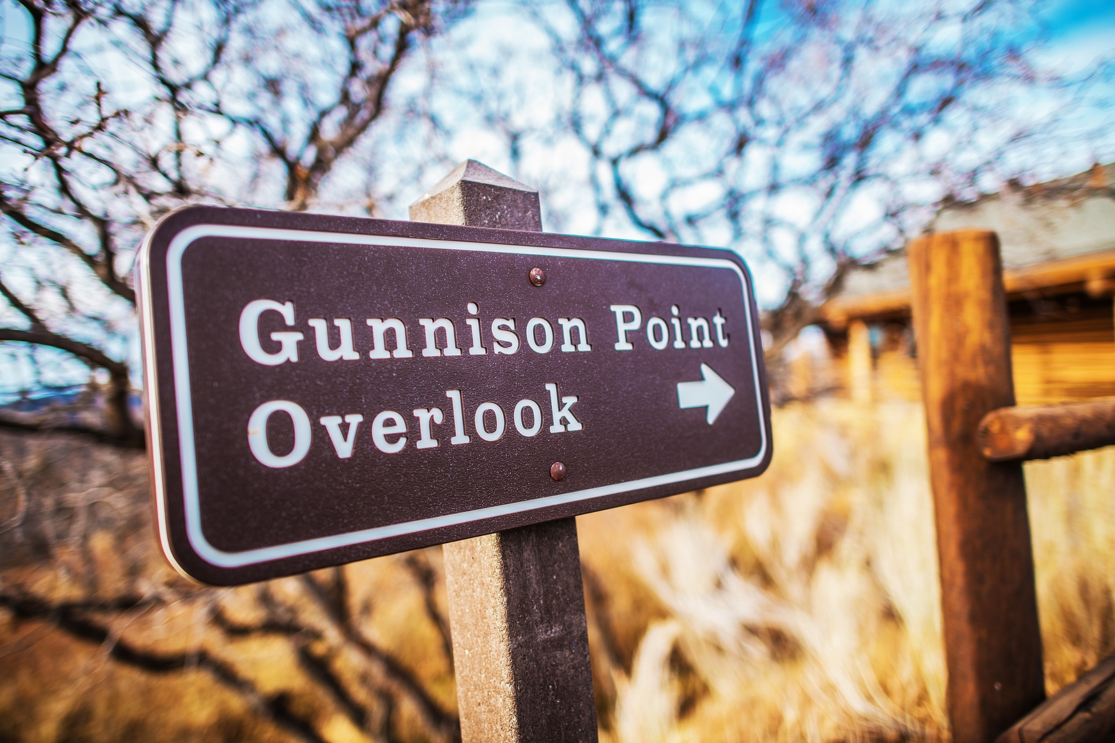 Gunninson Point Overlook Sign In The Black Canyon Of The Gunniso