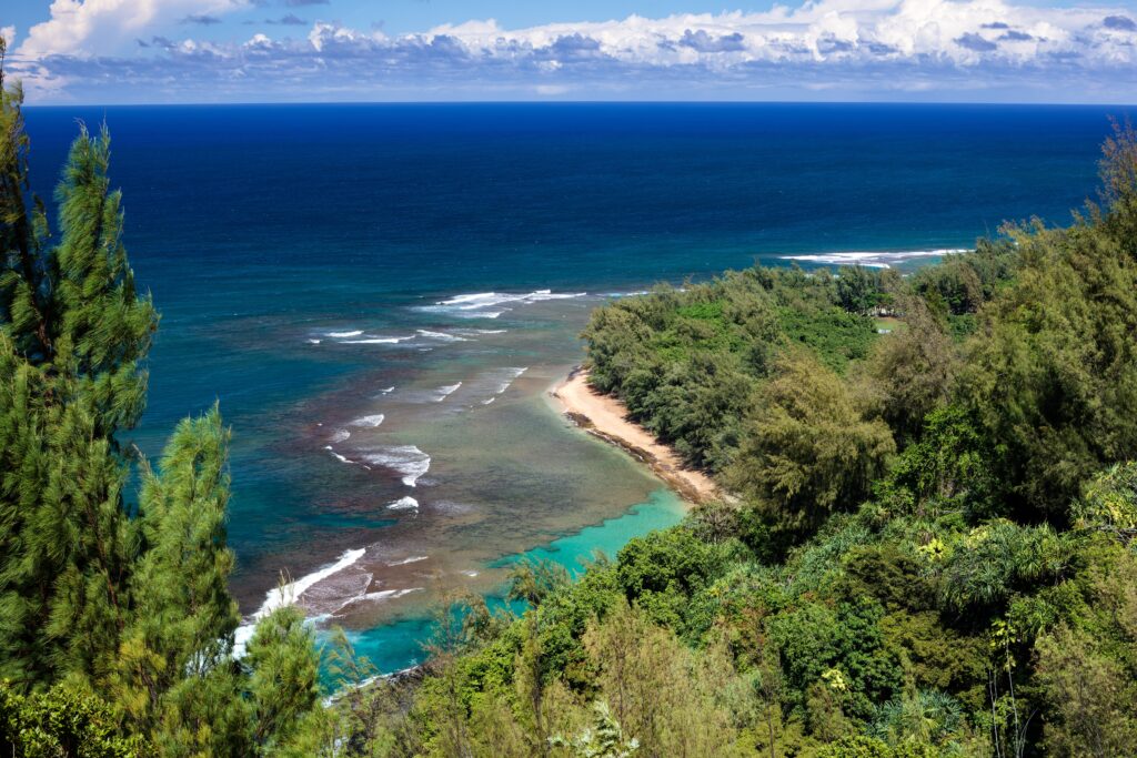 An,Elevated,View,Of,The,Kalalau,Beach,And,Reef,Of