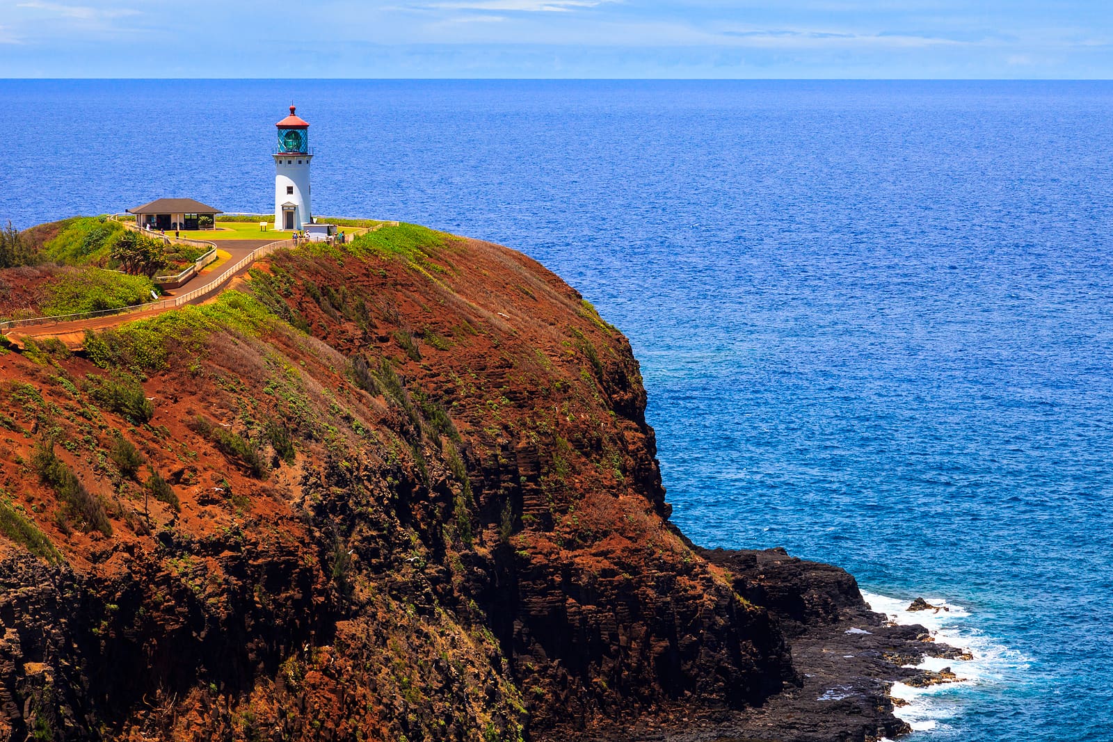 Kilauea lighthouse on a sunny day in Kauai Hawaii Islands.