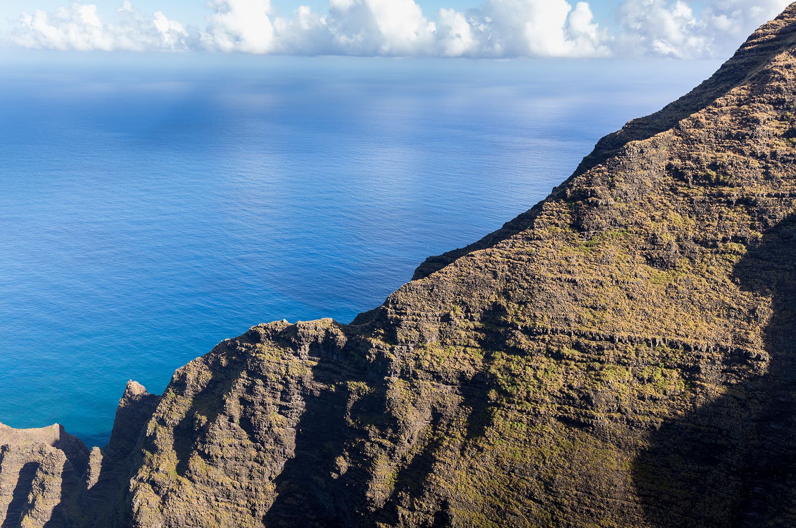 Awa`awapuhi trail from Koke'e State Park to Na Pali coast ends at Nualolo Valley overlooking Pacific ocean in Kauai Hawaii USA