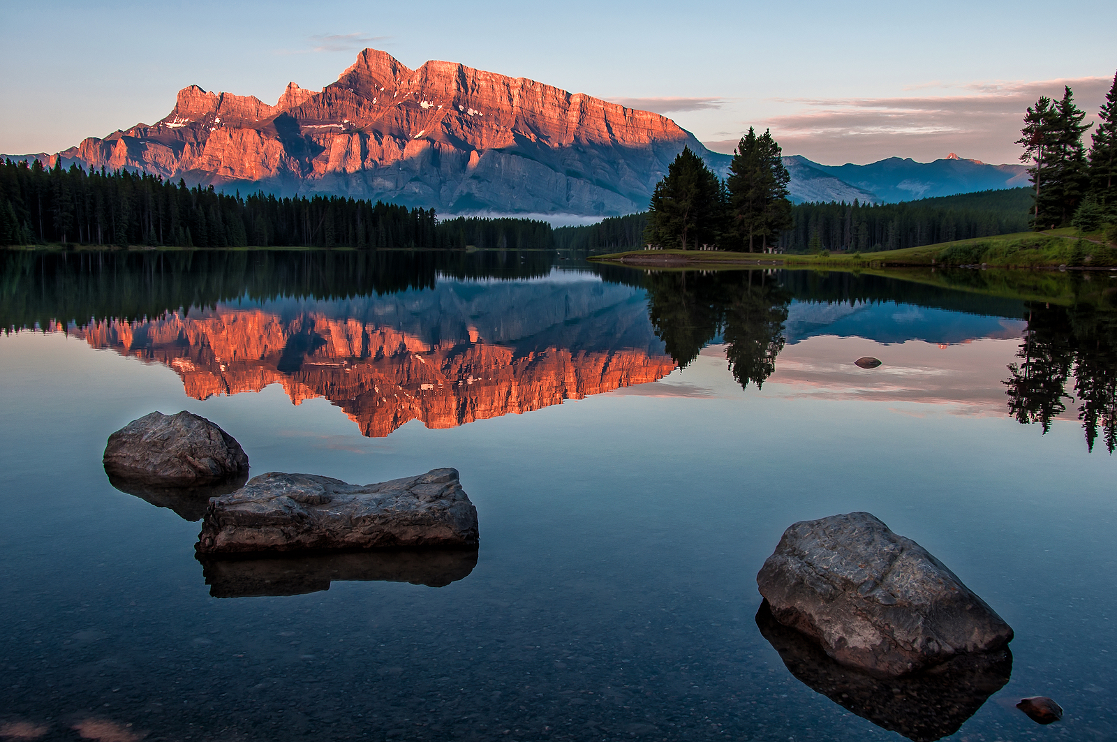 Mountain Reflection In Lake Minnewanka