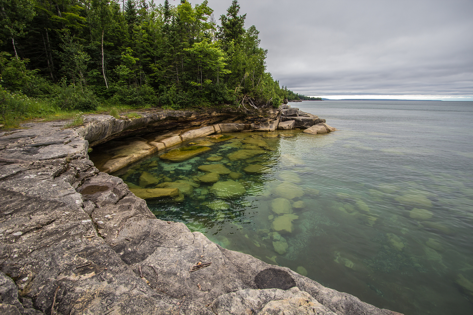 Cove On The Coast Of Lake Superior  In Michigan. Cliff on the shores of Lake Superior in Michigan's Upper Peninsula.
