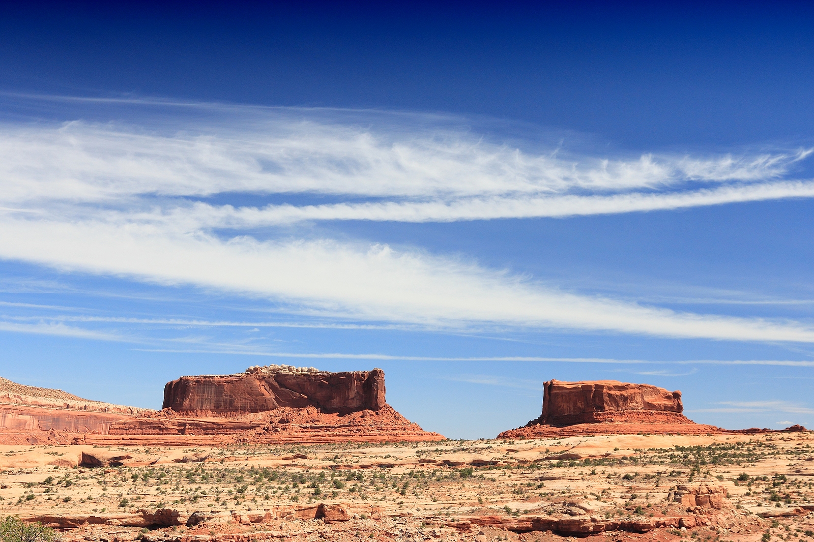 Monitor And Merrimac Sandstone Buttes In Grand County, Utah. Ame