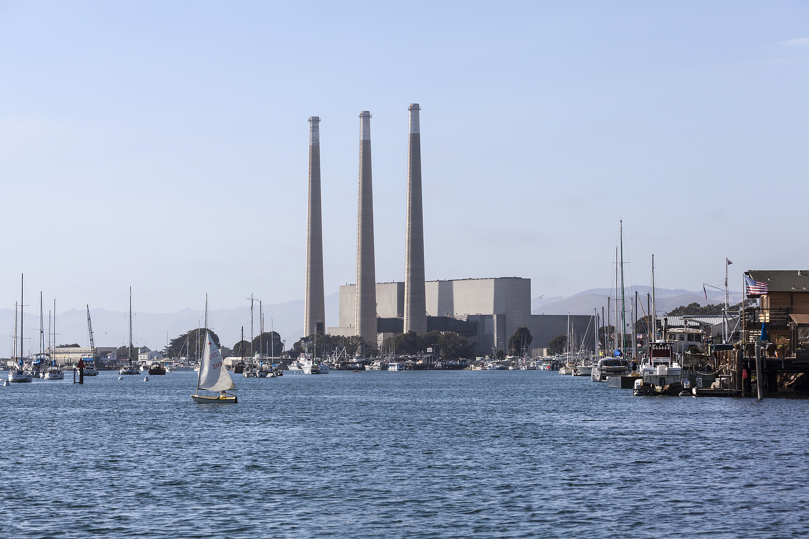 MORRO BAY, CALIFORNIA - July 6, 2014:  Recreational boats moored