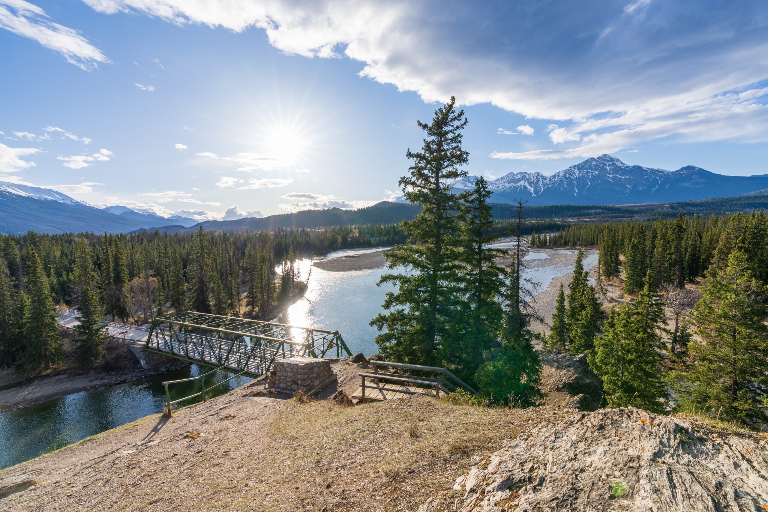 Old,Fort,Point,Trail,Iron,Bridge.,Athabasca,River,,Jasper,National