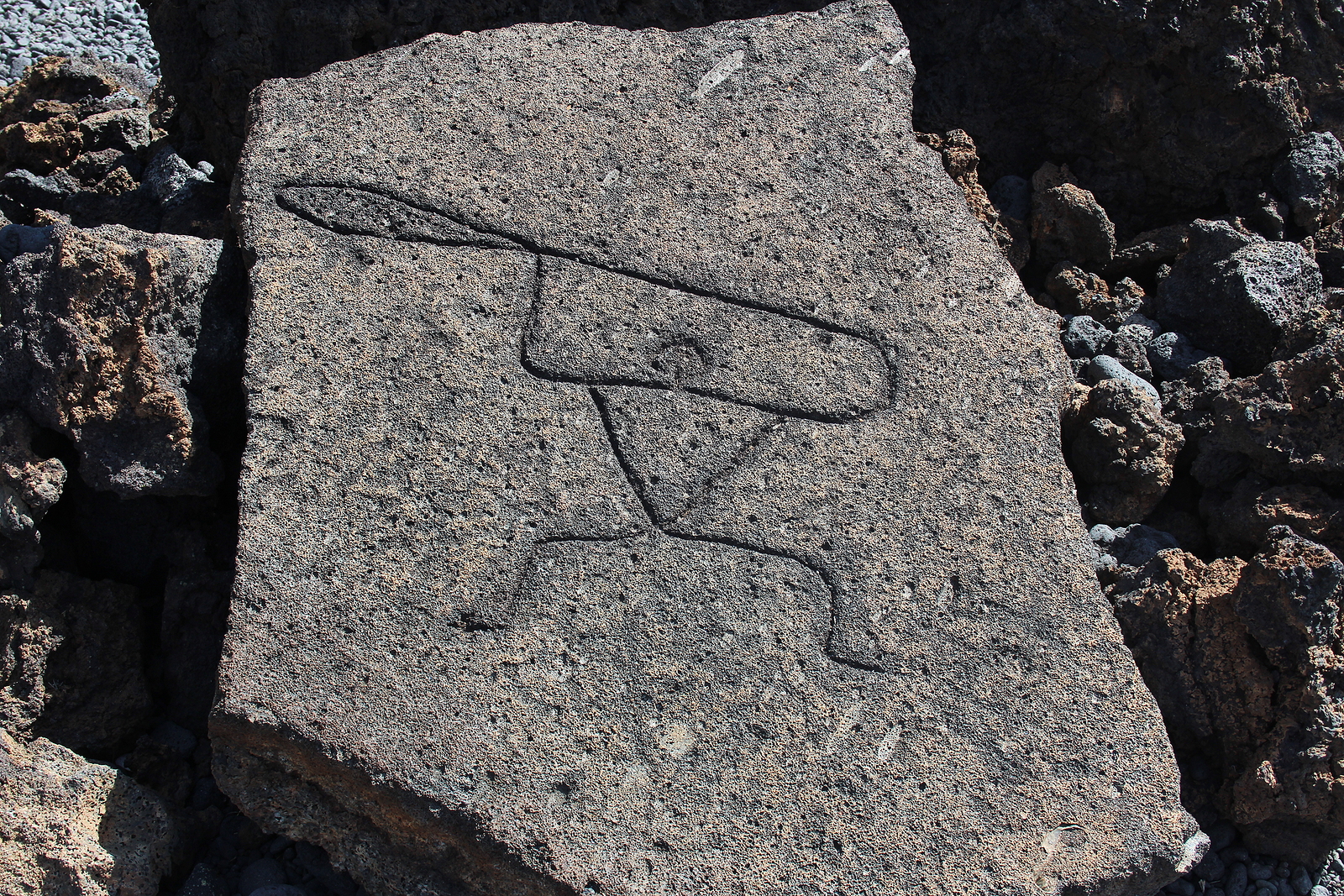 Replica of native Hawaiian petroglyph near Mauna Lani resort on the big island of Hawaii.