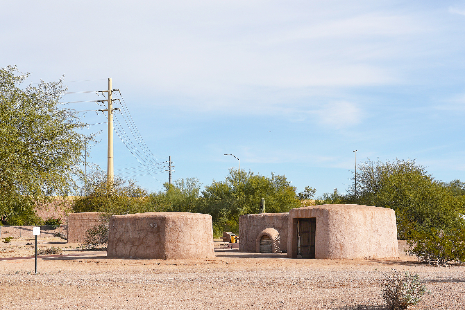 PHOENIX, ARIZONA - DECEMBER 9, 2016: Pueblo Grande Museum Pithouse Replica. The prehistoric Hohokam culture created the archaeological structures and items of Pueblo Grande.