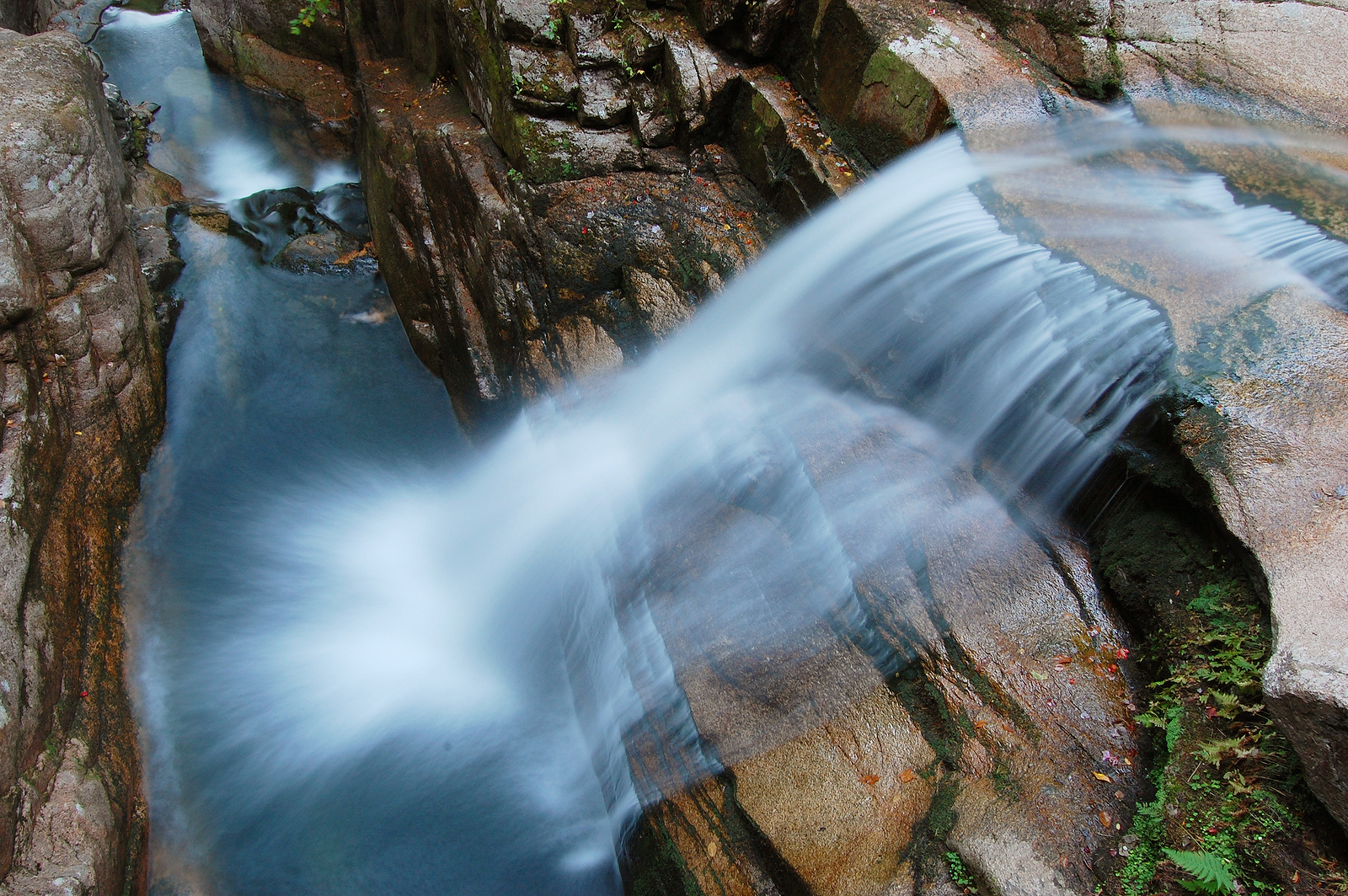 Sabbaday Falls off the Kancamagus Highway in the White Mountain National Forest of New Hampshire, New England, USA.