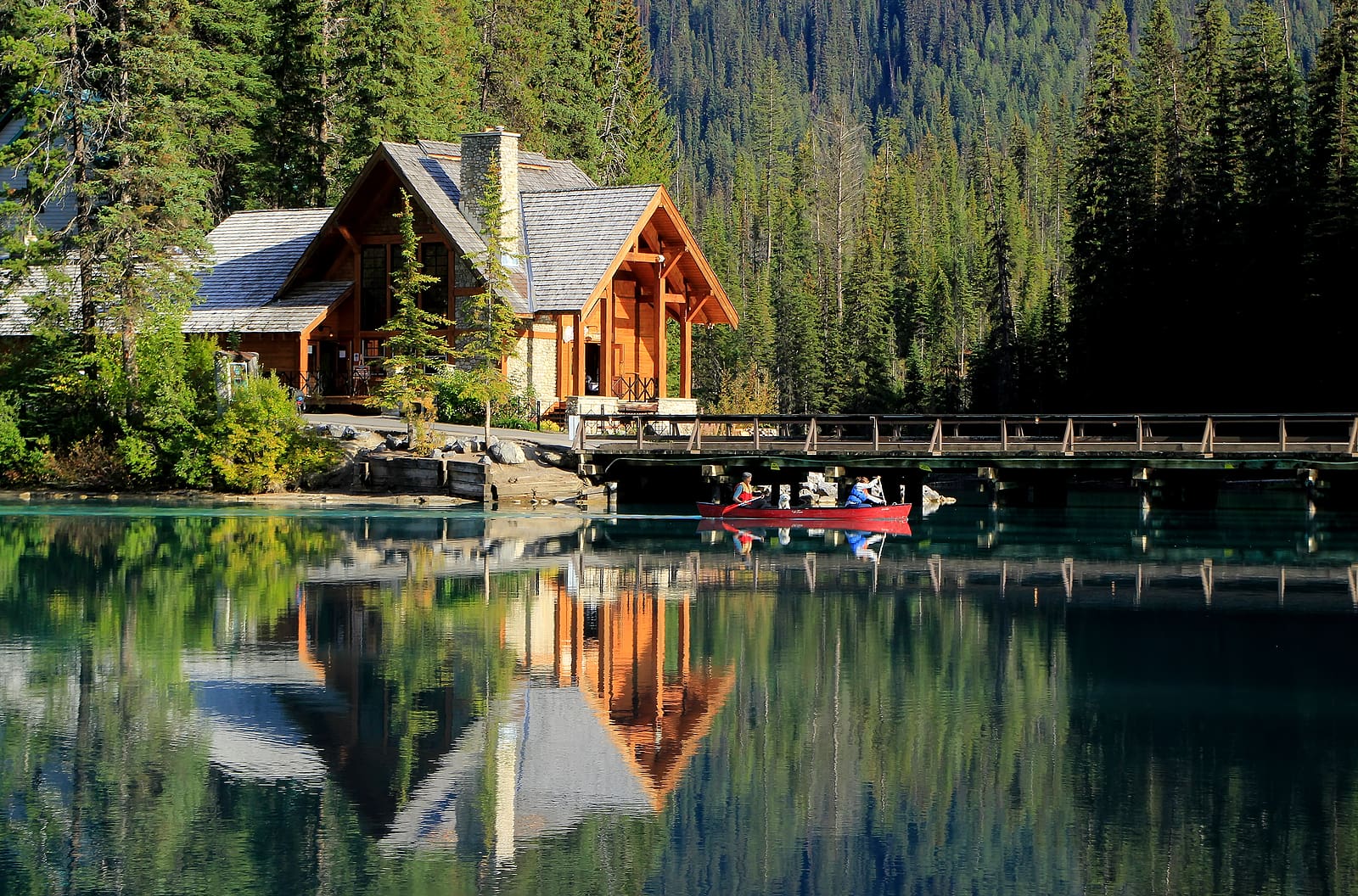 Wooden house at Emerald Lake, Yoho National Park, British Columbia, Canada